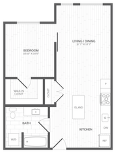 1 Bed - 1 Bath_766 432 floor plan
